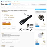 CREE XM-L T6 1600LM Focusing LED Flashlight Torch Black Approx AUD $11.79 (USD $7.99) @ Tmart