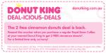 Donut King: 2 Free Cinnamon Donuts When You Buy a Regular Royal Bean Coffee
