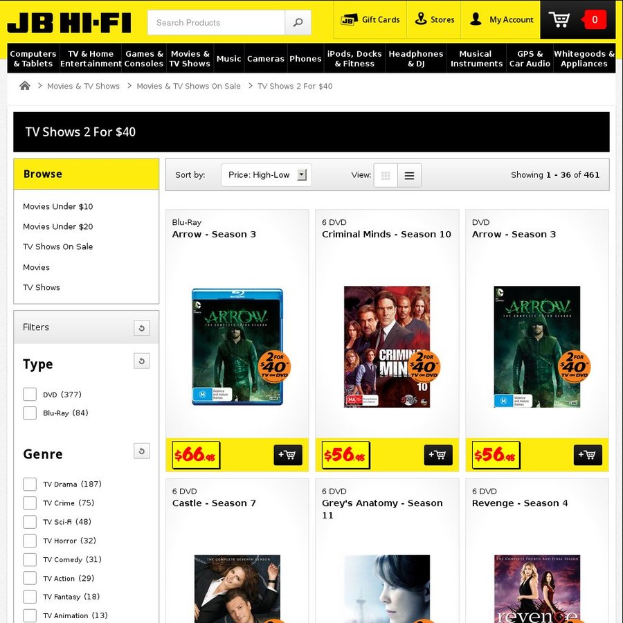 JB HiFi TV on DVD/BluRay 2 for 40 OzBargain