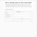Win 1 of 5 Double Passes to The Great Wall Worth $40 from The Daily Review