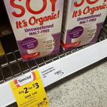 Coles: Pureharvest Soy Organic. Unsweetened Malt Free. 2 for $3 (Save $1.25 Ea)