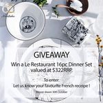 Win a Le Restaurant 16pc Dinner Set Worth $322 from Noritake [Facebook/Instagram]