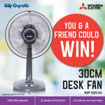 Win 1 of 2 Mitsubishi Desk Fans Worth $89 from Billy Guyatts