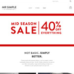 40% off Everything + $9 Flat Rate Shipping (Free over $99 Spend) @ Mr Simple
