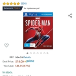 Spider Man Ps4 Game $18 at Amazon