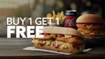 Buy One Get One Free Parmi Burger or Parmi Roll + Delivery @ Red Rooster via Menulog