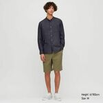 MEN Linen Cotton Stand Collar Long Sleeve Shirt (White, Clue, Navy) $19.90 (Was $39.0) @ UNIQLO