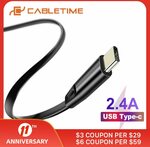 Flat USB Type-A to USB Type-C 1m Cable US$1.09 (~A$1.43) Delivered @ Cabletime Official Store via AliExpress