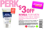 Priceline Voucher - $3 off Nivea For Men Sensitive Face Wash