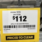 Apple TV 4K 64GB $112 (Clearance Stock) + Delivery ($0 Metro/ C&C/ in-Store) @ Officeworks