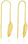 9ct Yellow Gold Leaf Threader Earrings - $43.94 Delivered from Shiels Jewellers