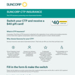[QLD] Bonus $40 EFTPOS Card When You Switch Compulsory Third Party Insurance to Suncorp