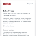 Collect 1 Free a2 Lactose Free Full Cream Milk or Lactose Free Light (1L) @ Coles via Flybuys App (Activation Required)