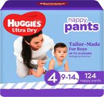 Huggies Ultra Dry Nappy Pants Boy Size 4 (9-14kg), 124-Count $44.90 ($40.41 S&S) Delivered @ Amazon AU