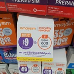 $9 for 1st Renewal + 600 Everyday Rewards Points on amaysim $30 32+18GB 28-Day Prepaid Plan (Port-in Only) @ Woolworths
