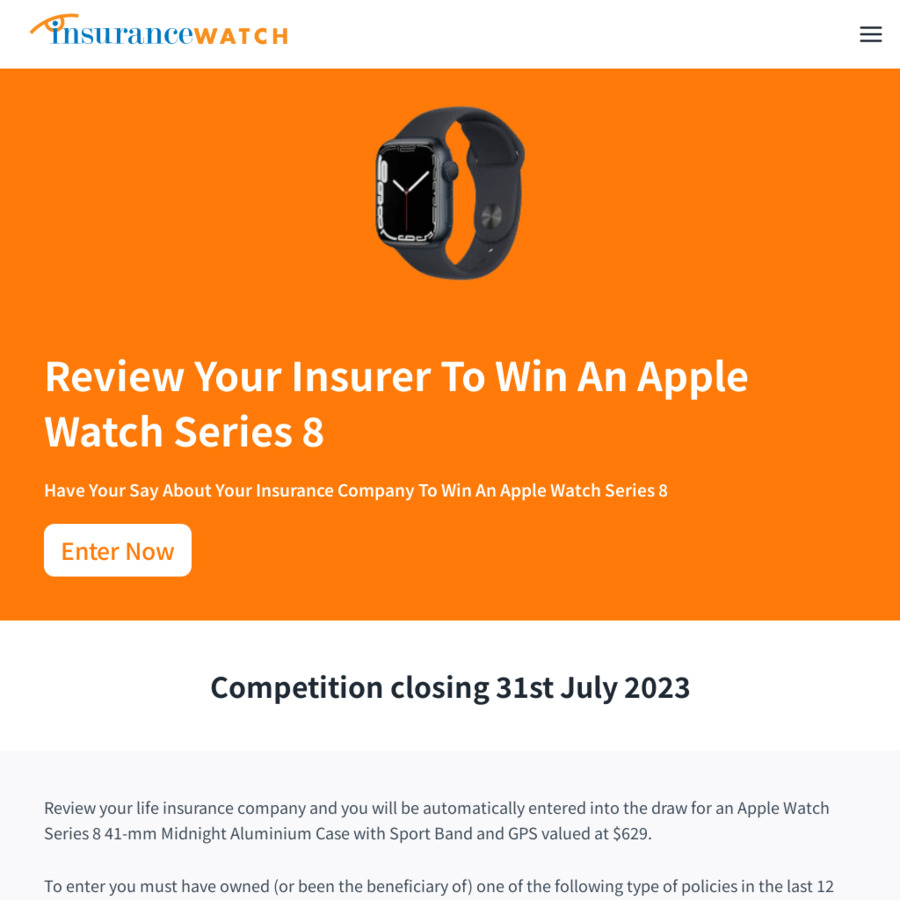 win-an-apple-watch-series-8-worth-629-from-insurance-watch-ozbargain