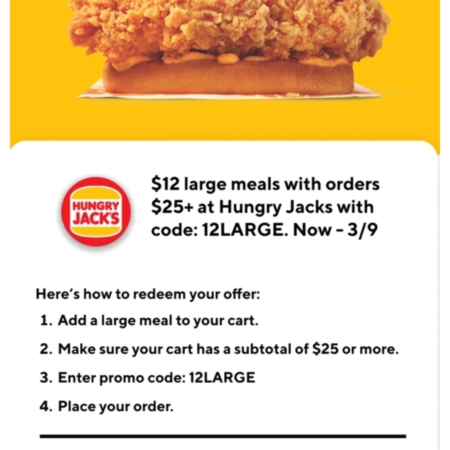 Any Large Meal 12 25 Min Spend Delivery Service Fee Hungry Jack   796538x 