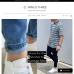 30% off Men's Jeans (Starts from 26" Length) $84 + $12 Delivery (Free with $100 Order) @ Minus Three Jeans