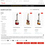30% off Selected Electric Guitars and Effects Pedals @ Fender Music Australia