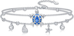 Sterling Silver Cubic Zirconia Sea Turtle & Starfish Anklet - $51.98 + Free Shipping @ YFN, China
