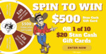 Win a $500 Stan Cash Gift Card or 1 of 10 $20 Stan Cash Gift Cards from Stan Cash