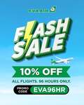 10% off All Flights @ Eva Air