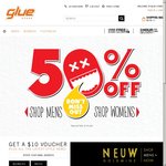 GLUE STORE 50% off Online and Instore + $10 Voucher