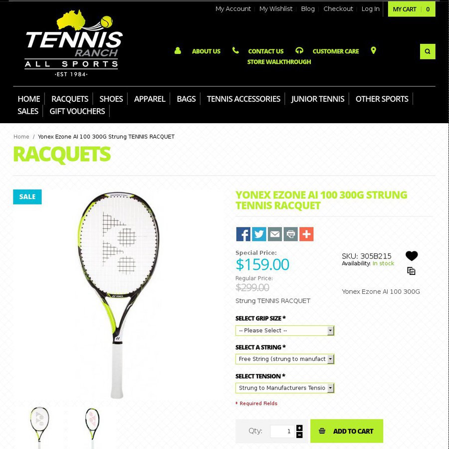 Yonex Ezone AI 100 300G Tennis Racquet - $159 (Free Delivery) @ Tennis  Ranch - OzBargain