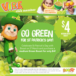 $4 Boost Juice Medium Green Boost Tue 17 MAR (WA, SA, VIC, TAS)