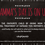 Vapiano BOGOF Pizza, Pasta or Salad for Your Mum on Mother's Day