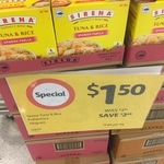 Sirena Tuna & Rice $1.50 Save $2.49 at Coles Greenacre NSW