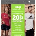 Rebel Sport - 20% off Store Wide for Members Only. Melbourne Central