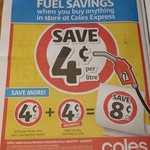 Extra 4c Per Litre Fuel Voucher When You Shop @ Coles Express WA (Accompanied with a Coles 4c Voucher)