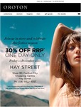 Oroton: VIP night - 30% off this Friday [Hay St WA store only]
