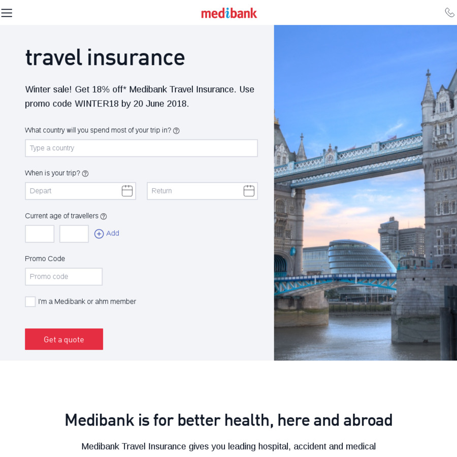 18 off Medibank Travel Insurance OzBargain