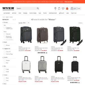 myer carry on luggage