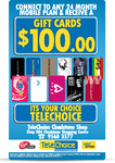 FREE $100 Gift Card of choice with Optus/Virgin mobile plans at TeleChoice + 2 month free offers