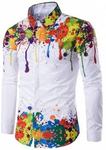 Turndown Collar Colorful Splatter Paint Pattern Long Sleeve Shirt US $13.10/AU $19.99 Delivered @ Dresslily