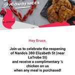 [VIC] Free ¼ Chicken When a Meal Is Purchased @ Nando's 380 Elizabeth St