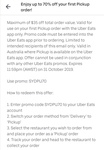 Uber Eats - 70% off Your First Pickup Order