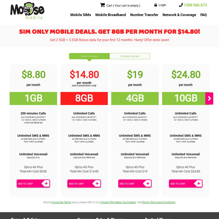 SIM Only Mobile Plan with Unlimited Talk / Text, 8GB/mth Data for $14. ...