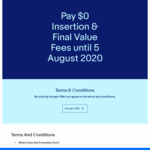 Pay $0 Insertion & Final Value Fees until 5 August 2020 @ eBay AU