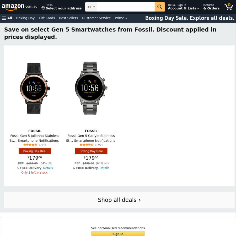 Amazon fossil hotsell gen 5