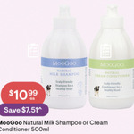 40% off RRP MooGoo Natural Milk Shampoo or Cream Conditioner 500ml $10.99 @ Discount Drug Stores (In-store Only)