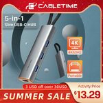 CABLETIME 4-1 Slim USB C Hub US$10.55 (~A$15.71) Delivered @ CABLETIME Offical Store via AliExpress