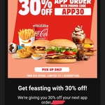 30% off App Order ($10 Minimum Spend) @ Hungry Jack's via App