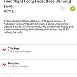 Fried Night Footy Feast $36.95 & Free Delivery @ KFC via App