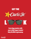 [QLD, NSW, SA, VIC] 50,000 Free Pair of Coca-Cola Sunnies to Giveaway with Every Large Angus Burger Combo @ Carls Jr