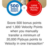 Bonus 1000 Velocity Points + 500 Flybuys Points When You Manually Transfer 20,000 Flybuys Pts to Velocity Frequent Flyer