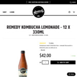 Remedy Kombucha Lemonade 12x 330ml Glass Bottles Buy 1 Get 1 Free: 24 Bottles for $42 Delivered @ Remedy Drinks